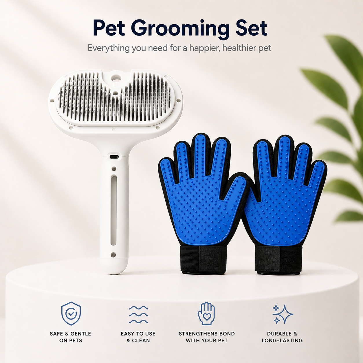 Self-Cleaning Pet Hair Brush with Misting Spray