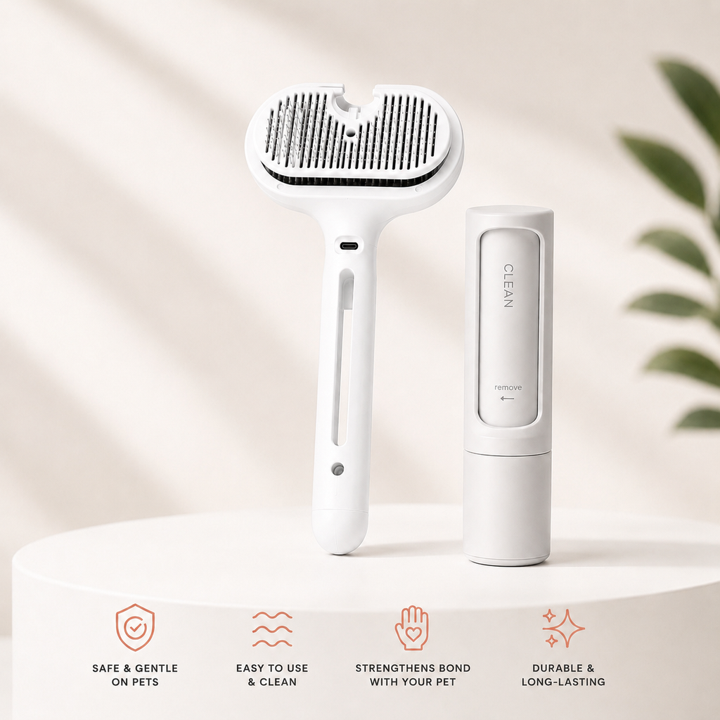 Self-Cleaning Pet Hair Brush with Misting Spray