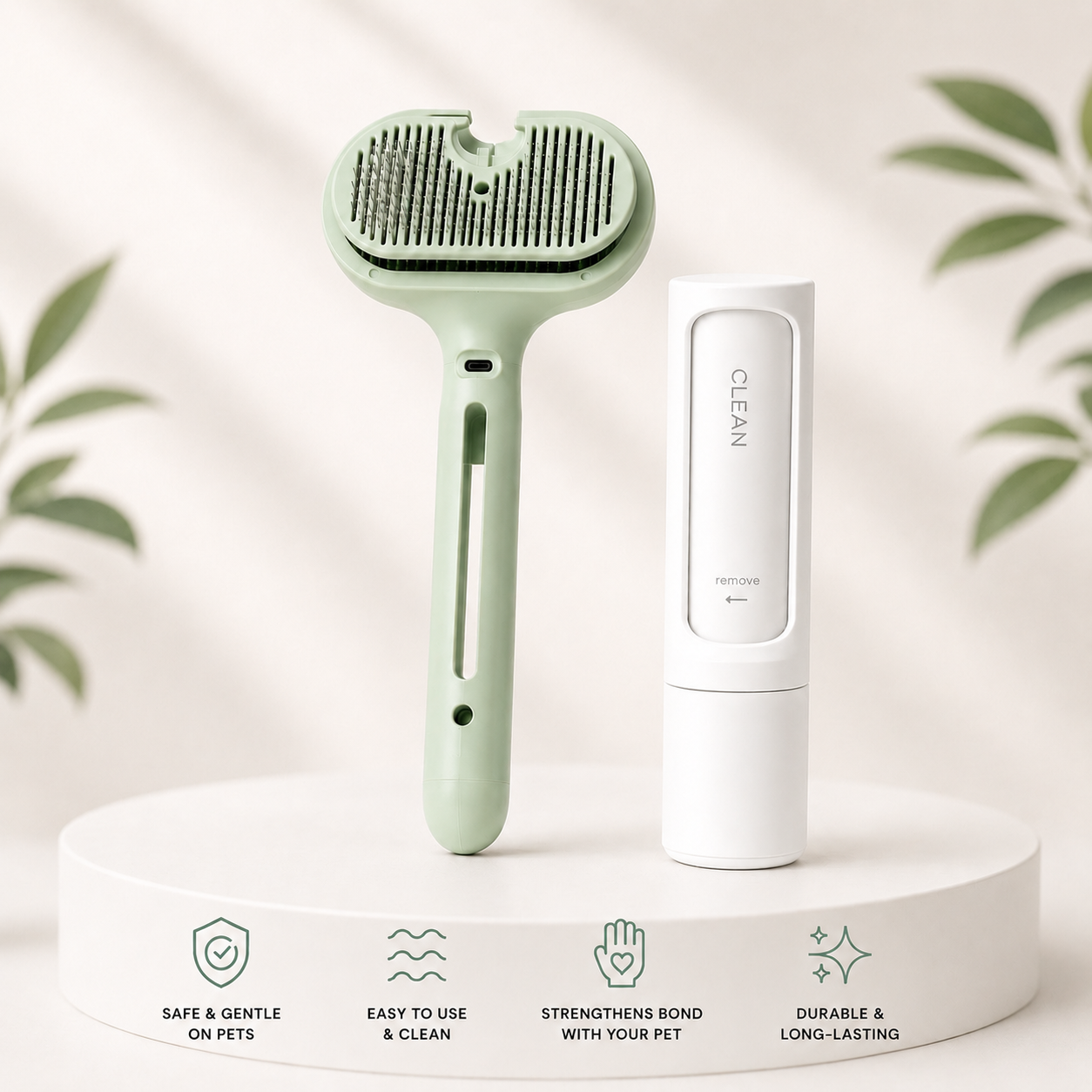 Self-Cleaning Pet Hair Brush with Misting Spray