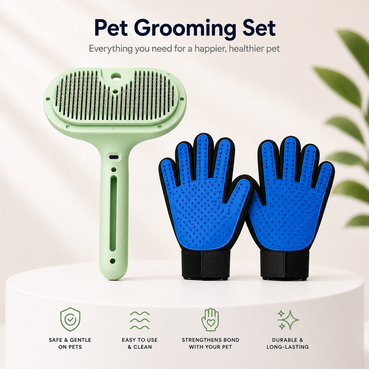 Self-Cleaning Pet Hair Brush with Misting Spray