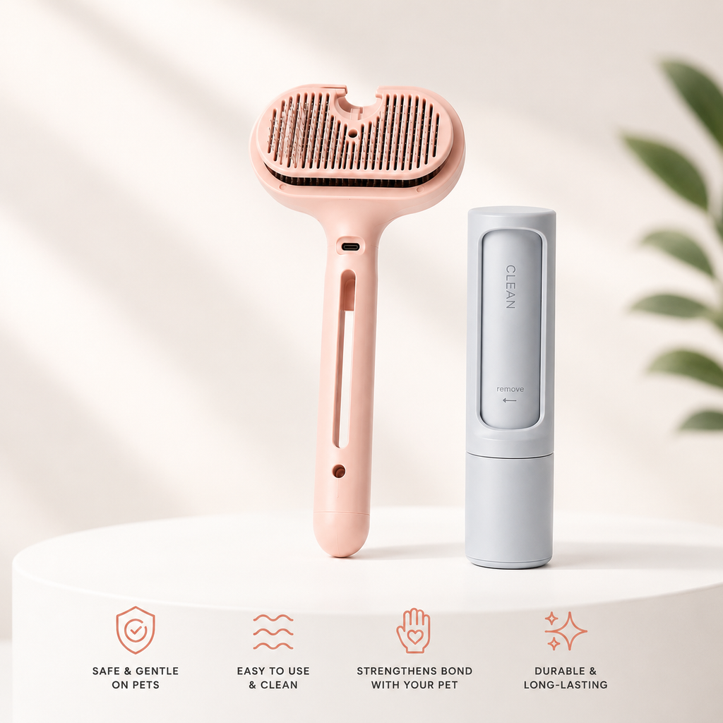 Self-Cleaning Pet Hair Brush with Misting Spray
