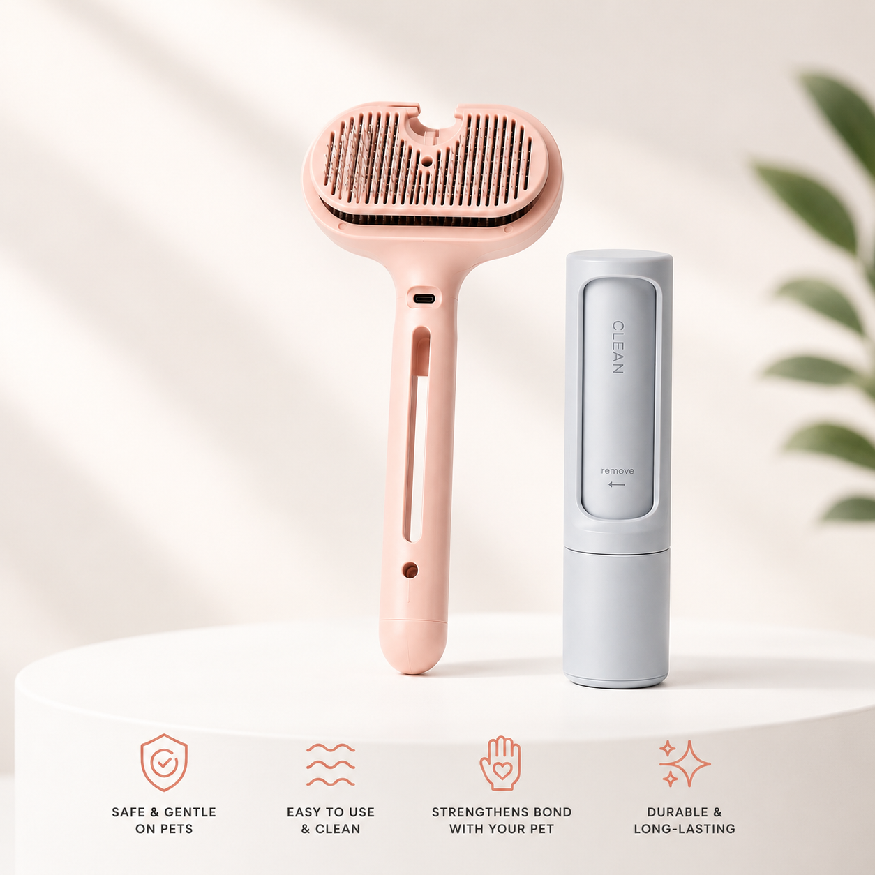 Self-Cleaning Pet Hair Brush with Misting Spray