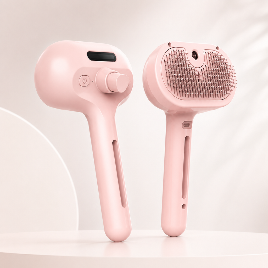 Self-Cleaning Pet Hair Brush with Misting Spray
