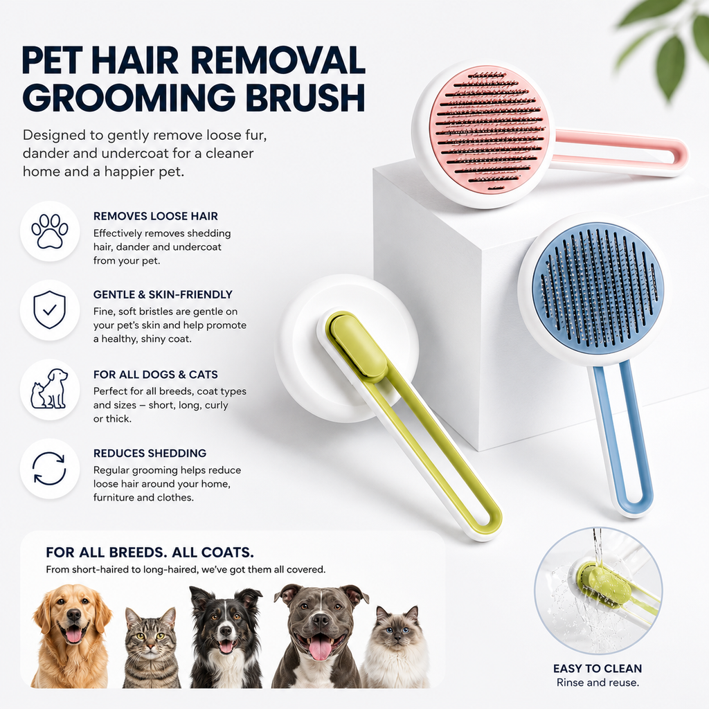 Self-Cleaning Pet Grooming Brush