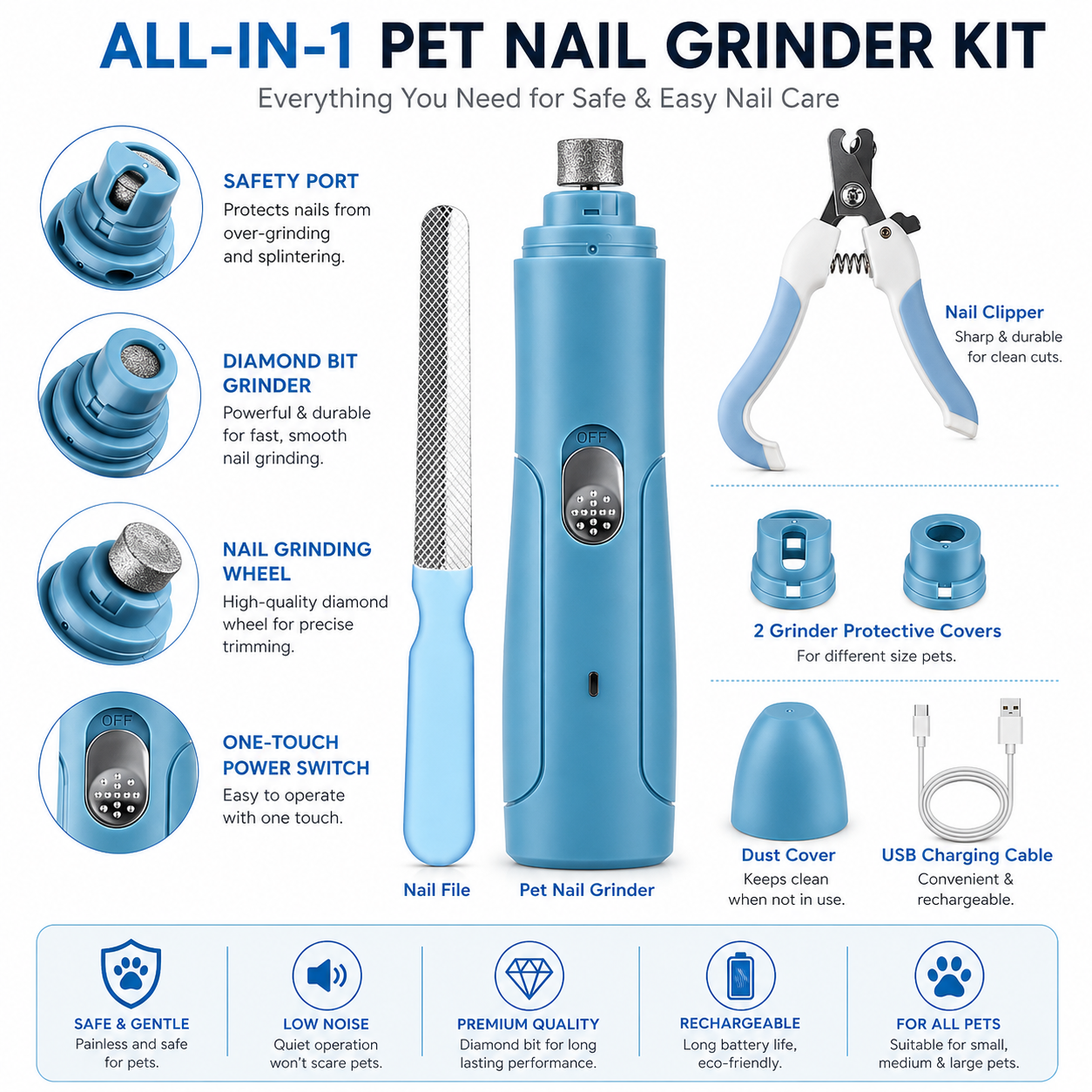 Pet electric nail polisher manicure tool set